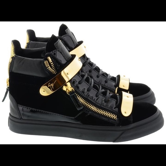 Giuseppe Zanotti Shoes - Giuseppe Zanotti Coby black patent gold strap